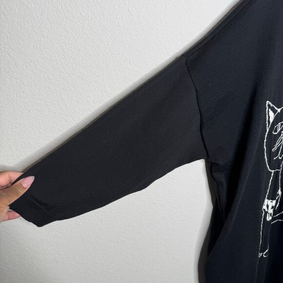 Melissa McCarthy Seven7 Plus 1X Sweater Black Cat Graphic Le Meow Pullover - Picture 7 of 8